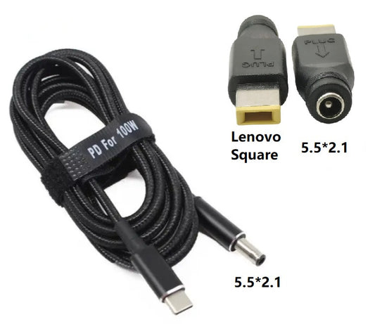 USB Type-C 100W кабель живлення та перехідник DC 11.0×4.5 Square Lenovo для зарядки, 78332