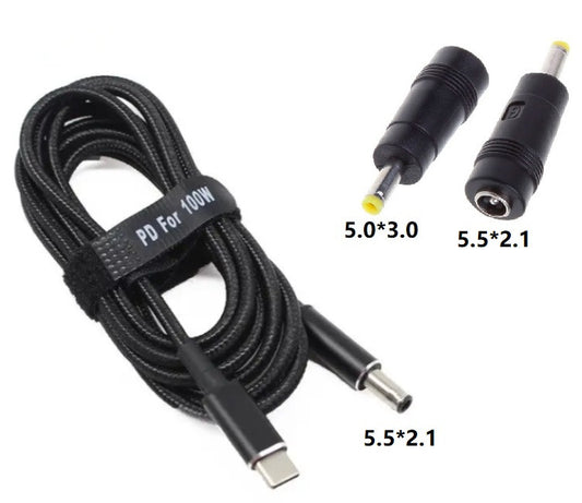 USB Type-C 100W кабель питания и переходник DC 5.0×3.0*1.0 Samsung для зарядки ноутбука