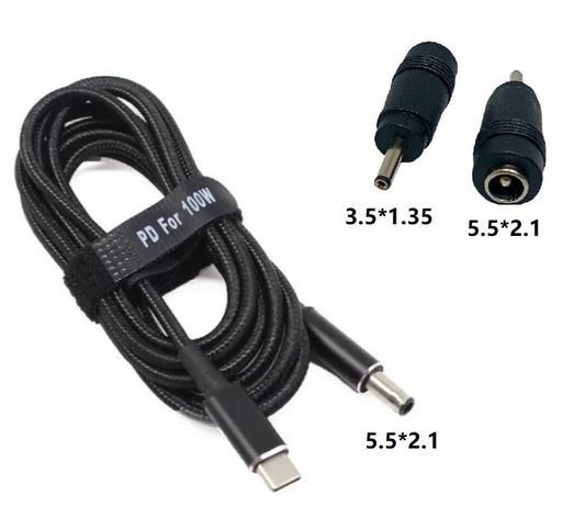 USB Type-C 100W кабель живлення з перехідником DC 3.5×1.35 для зарядки ноутбука