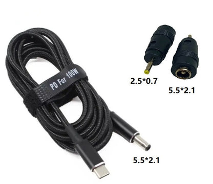 USB Type-C 100W кабель питания и переходник DC 2.5×0.7 для ноутбуков Asus