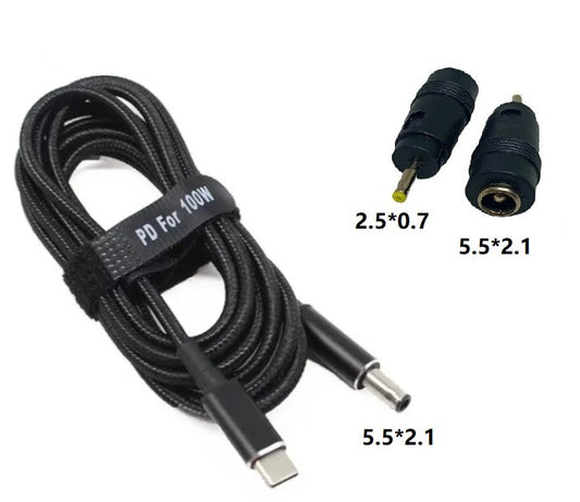 USB Type-C 100W кабель питания и переходник DC 2.5×0.7 для ноутбуков Asus