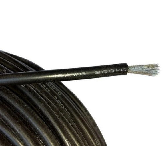 Кабель силовий 10AWG (5.3 мм²) мідний луджений у силіконовій ізоляції, 1 м, чорний