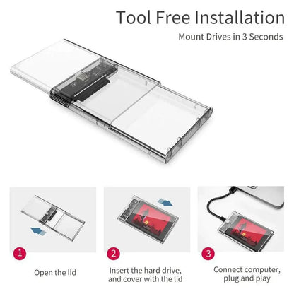 Зовнішній корпус для HDD/SSD 2.5" SATA прозорий, USB 3.1 Type-C