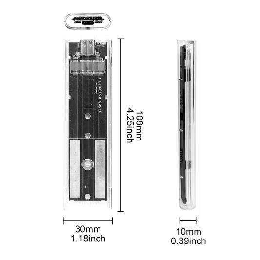 Корпус-кишеня для SSD M.2 NVMe/NGFF/SATA, USB 3.1 Type-C (Push-Pull)