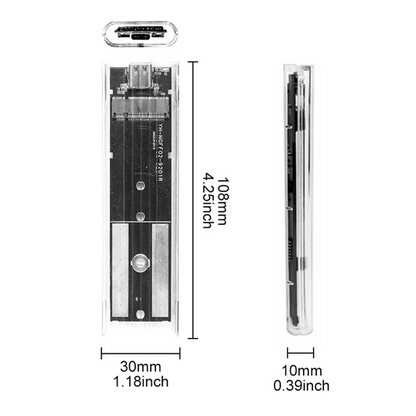 Корпус-кишеня для SSD M.2 NVMe/NGFF/SATA, USB 3.1 Type-C (Push-Pull)