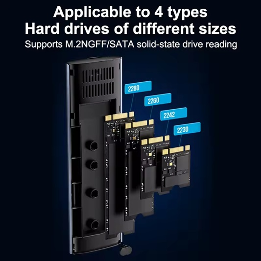 Зовнішній корпус для SSD M.2 SATA (NGFF) прозорий, USB 3.1 Type-C