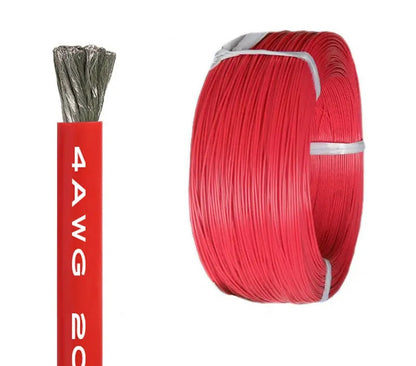 Кабель силіконовий 4AWG (25 мм²) мідний луджений, термостійкий, 1 м, червоний