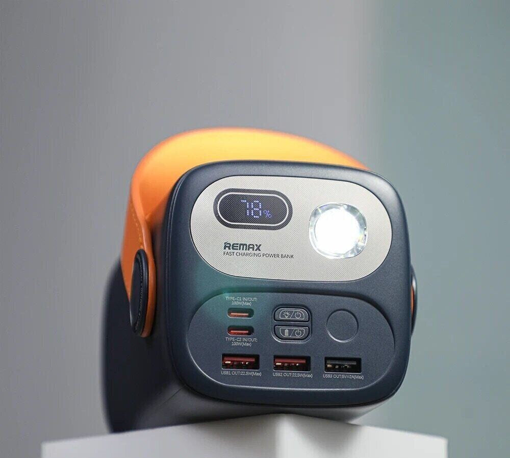 Повербанк Remax RPP-100 Gutitan 60000 мАг, QC+PD 100W, USB Type-C, ліхтарик
