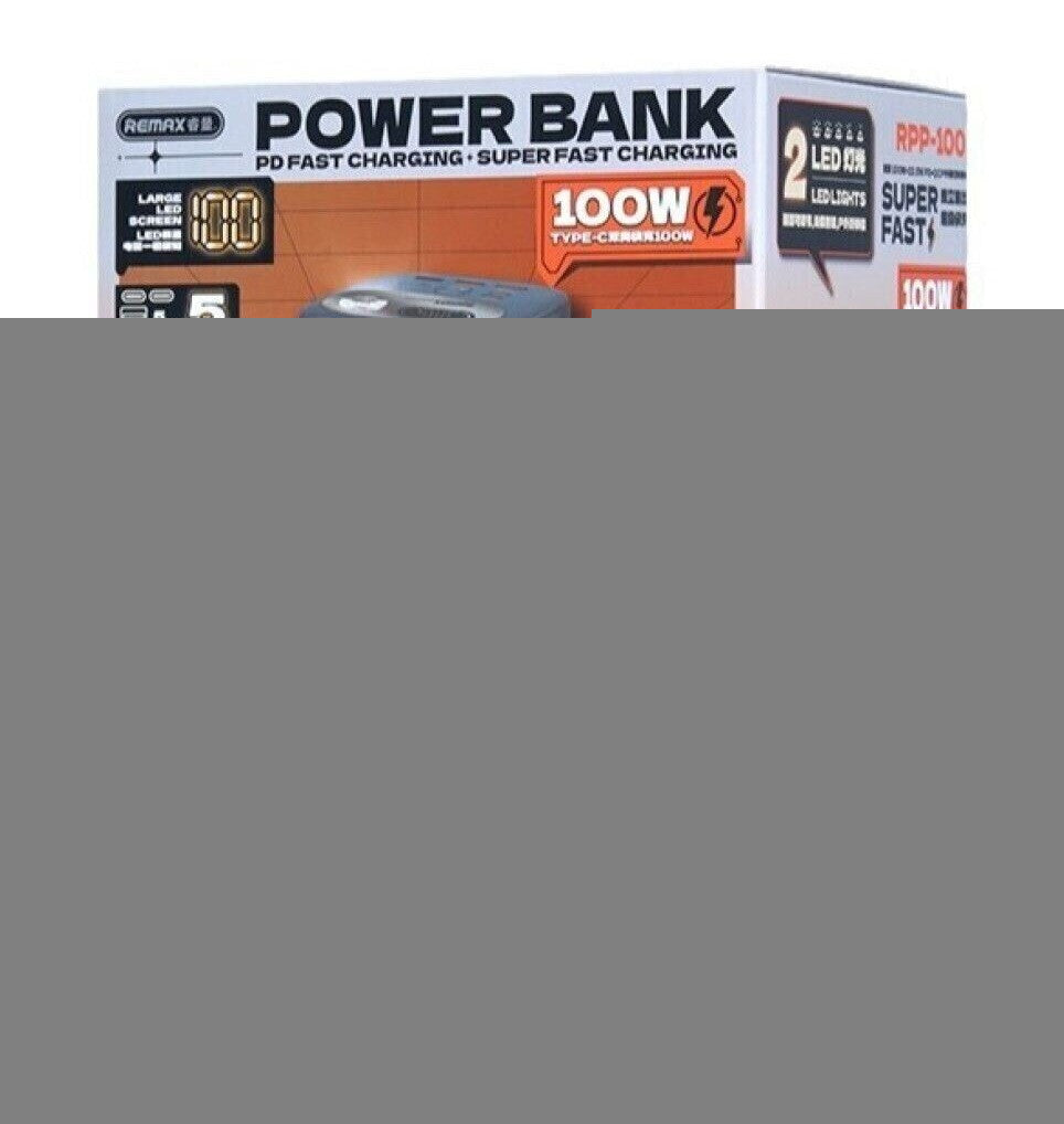 Повербанк Remax RPP-100 Gutitan 60000 мАг, QC+PD 100W, USB Type-C, ліхтарик