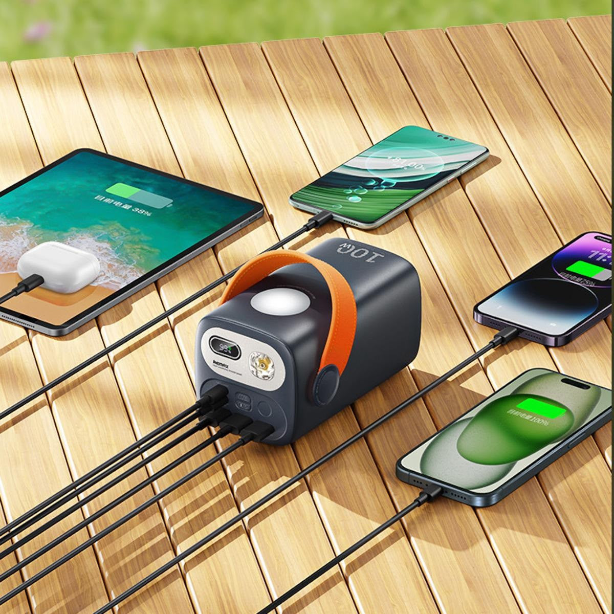 Повербанк Remax RPP-100 Gutitan 60000 мАг, QC+PD 100W, USB Type-C, ліхтарик