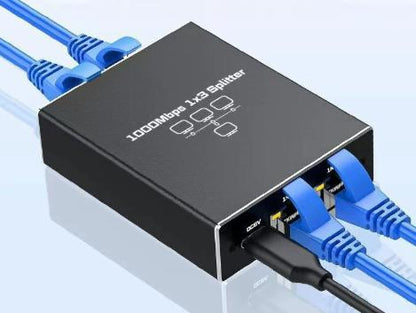 Спліттер Ethernet RJ45 гігабітний 1 на 3, 1000 Мбіт/с, активний з живленням Type-C
