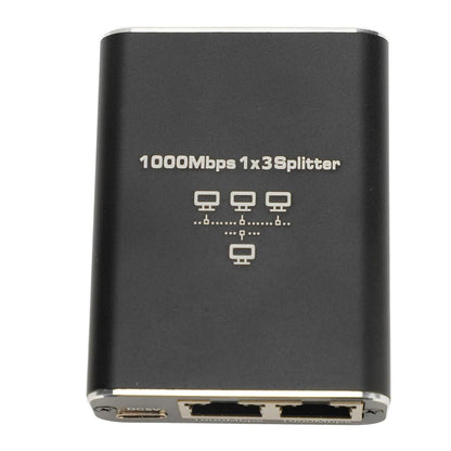Спліттер Ethernet RJ45 гігабітний 1 на 3, 1000 Мбіт/с, активний з живленням Type-C