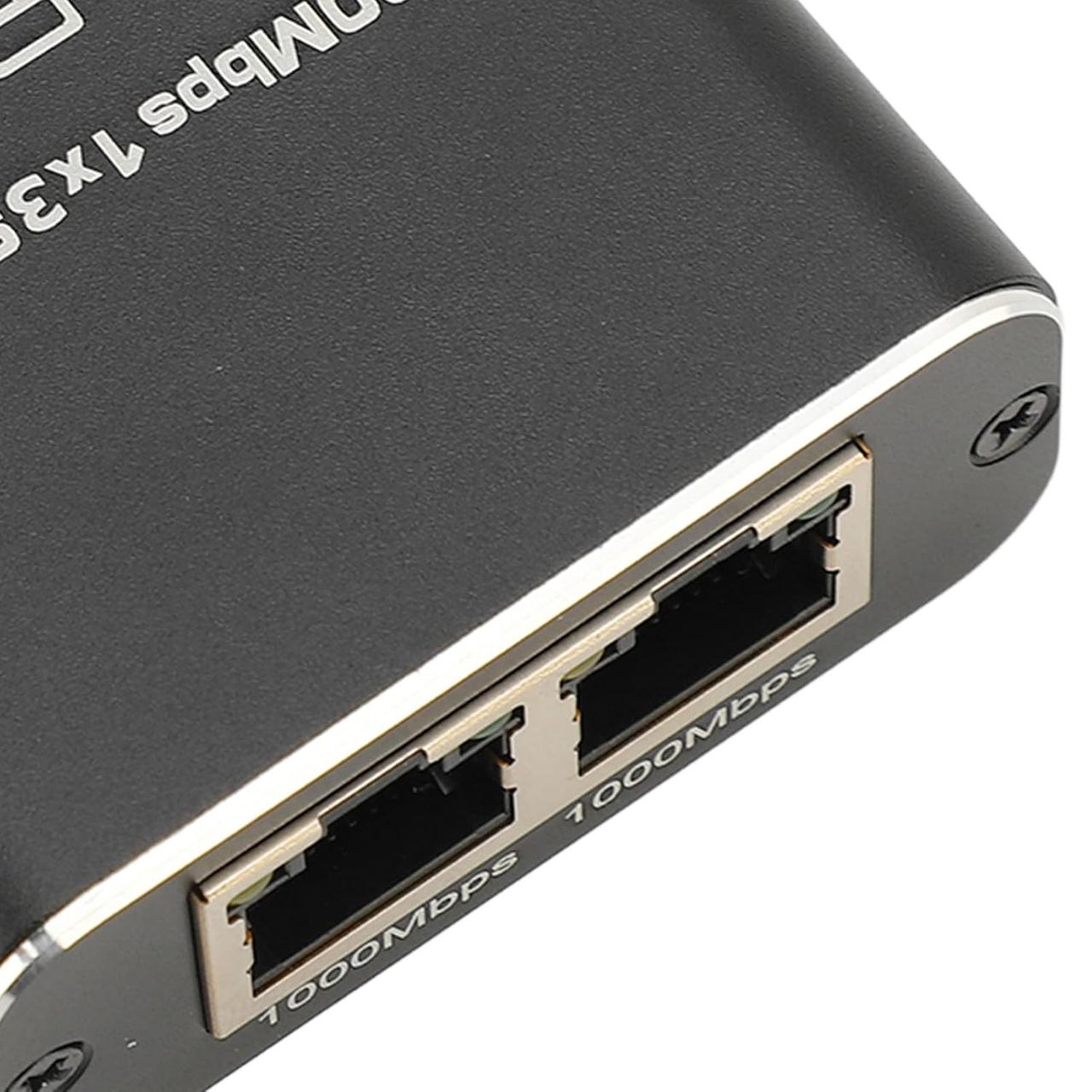 Спліттер Ethernet RJ45 гігабітний 1 на 3, 1000 Мбіт/с, активний з живленням Type-C