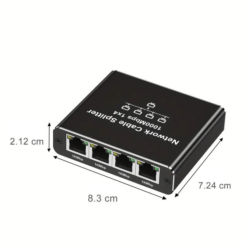 Сплітер мережевий Ethernet RJ45 1000 Мбіт/с активний, 1 на 4, з живленням Type-C