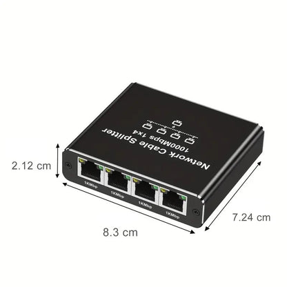 Сплітер мережевий Ethernet RJ45 1000 Мбіт/с активний, 1 на 4, з живленням Type-C