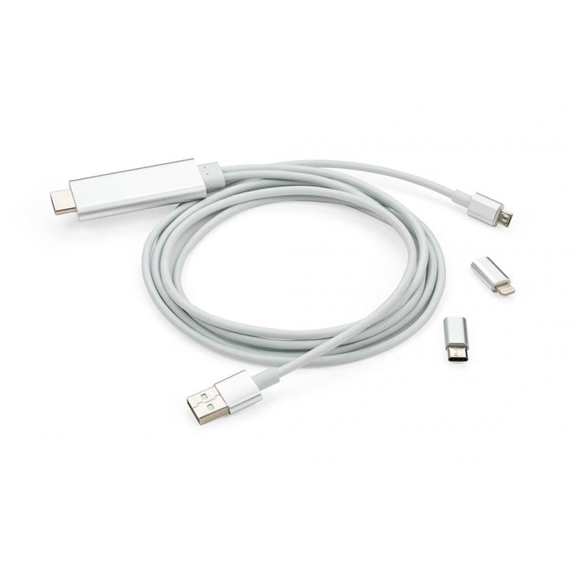 Кабель HDMI to Lighting+MicroUSB+Type-C 2m Vinga (MobileTV-01)
