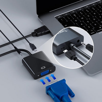 Переходник HDMI to VGA, дополнительное питание и аудио 