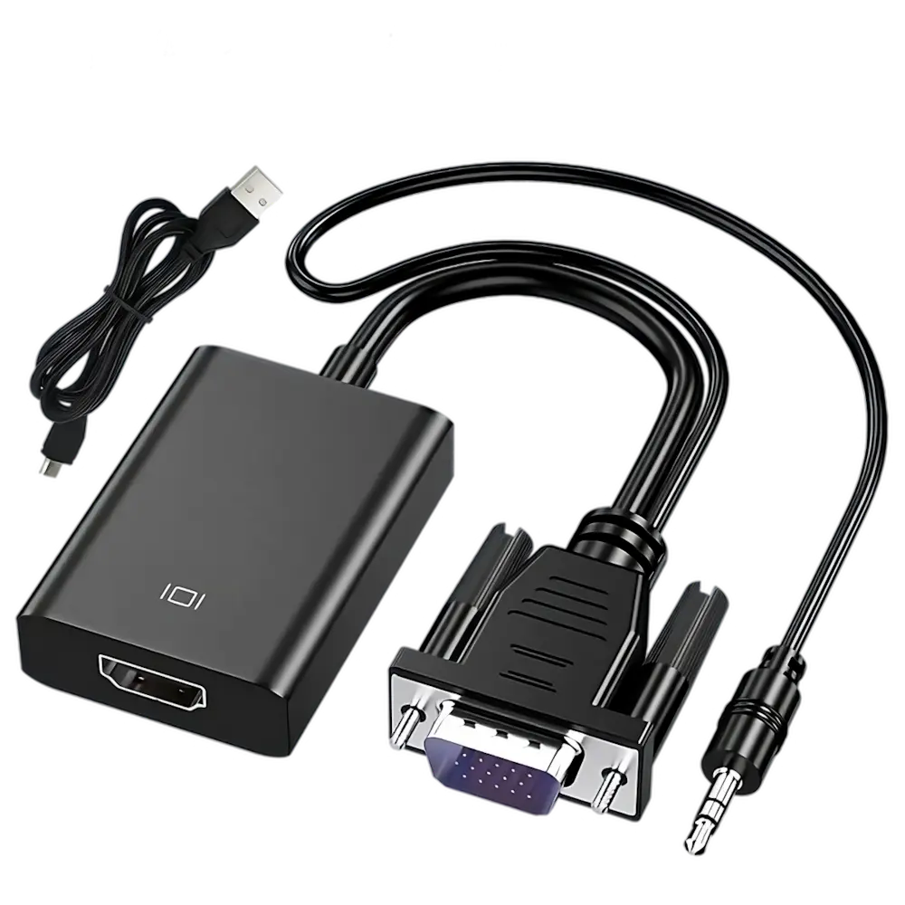 Переходник VGA to HDMI доп. питание и аудио 3.5мм
