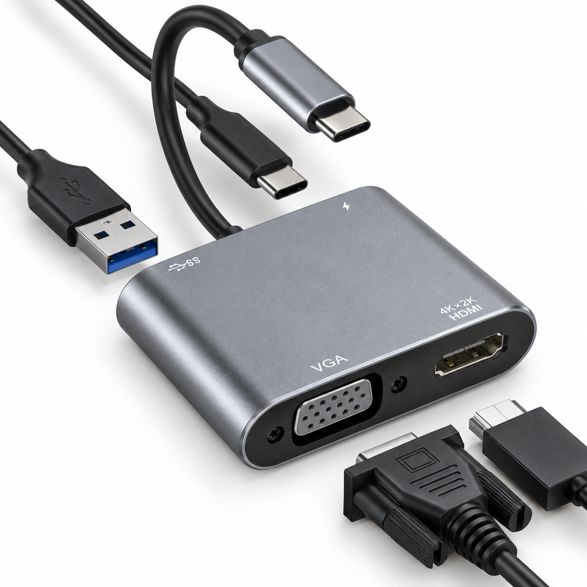 Конвертер USB 3.1 Type-C to HDMI VGA адаптер-переходник
