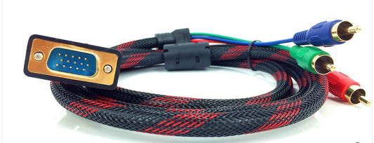 Кабель VGA to 3RCA 1.5м; Black/Red; оплетки; пакет