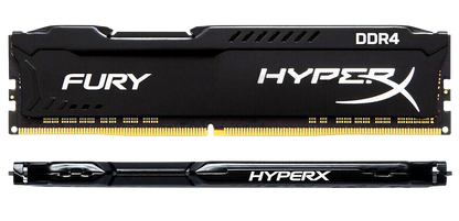 Two HyperX Fury DDR4 memory sticks on a white background
