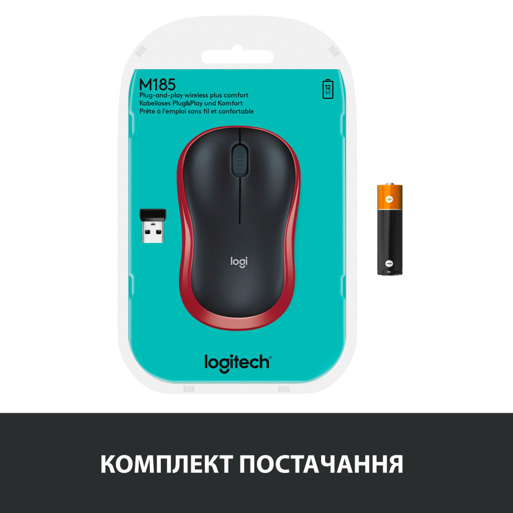 Мышка Logitech M185 красная (910-002240)