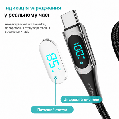 Кабель Essager Type-C PD 100W 200 см для быстрой зарядки и передачи данных