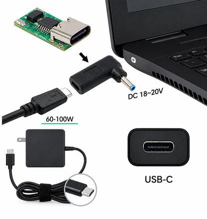 Перехідник USB Type-C на DC 4.5×3.0*0.6 + PD Triger 19.5V 100W для HP