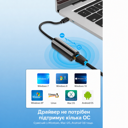 Переходник USB3.1 Type-C to Ethernet RJ45 100 Mb Vention (CFABB)