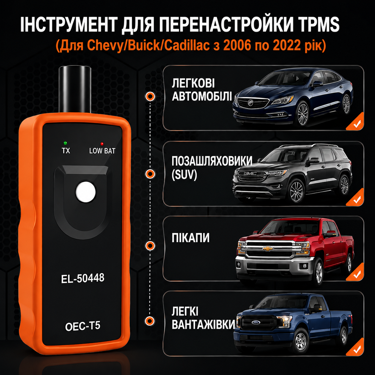 Активатор датчиков давления в шинах TPMS EL-50448 для авто GM