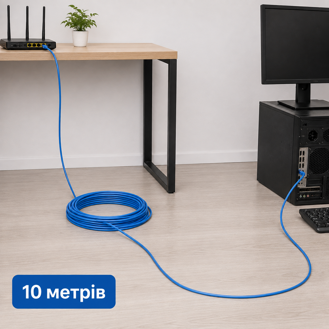 Patch cord 10m RJ-45 CCA Atcom (9166) UTP/ Blue/ 10 m/ 5e cat