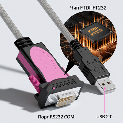 Кабель USB to RS232 FTDI 1.5м