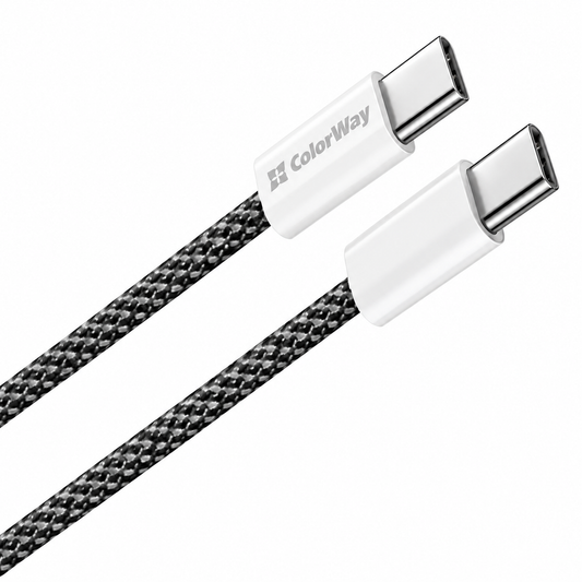 Data cable USB-C to USB-C 1.0m 60W 3.0A black ColorWay (CW-CBPDCC061-BK)