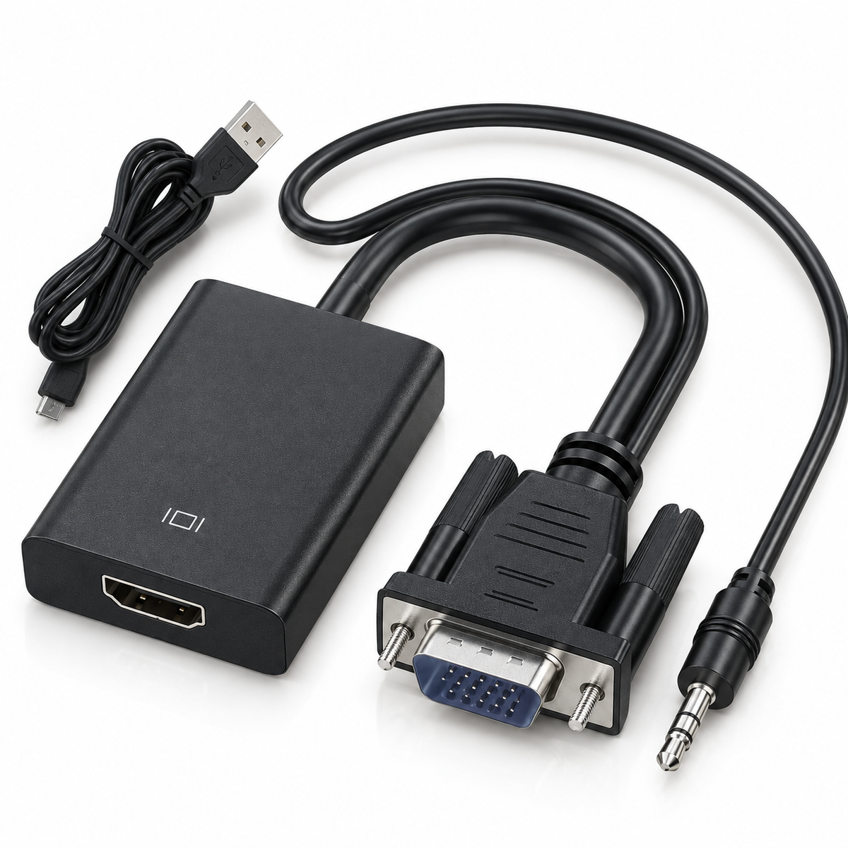Перехідник VGA to HDMI дод. живлення та аудіо 3.5мм