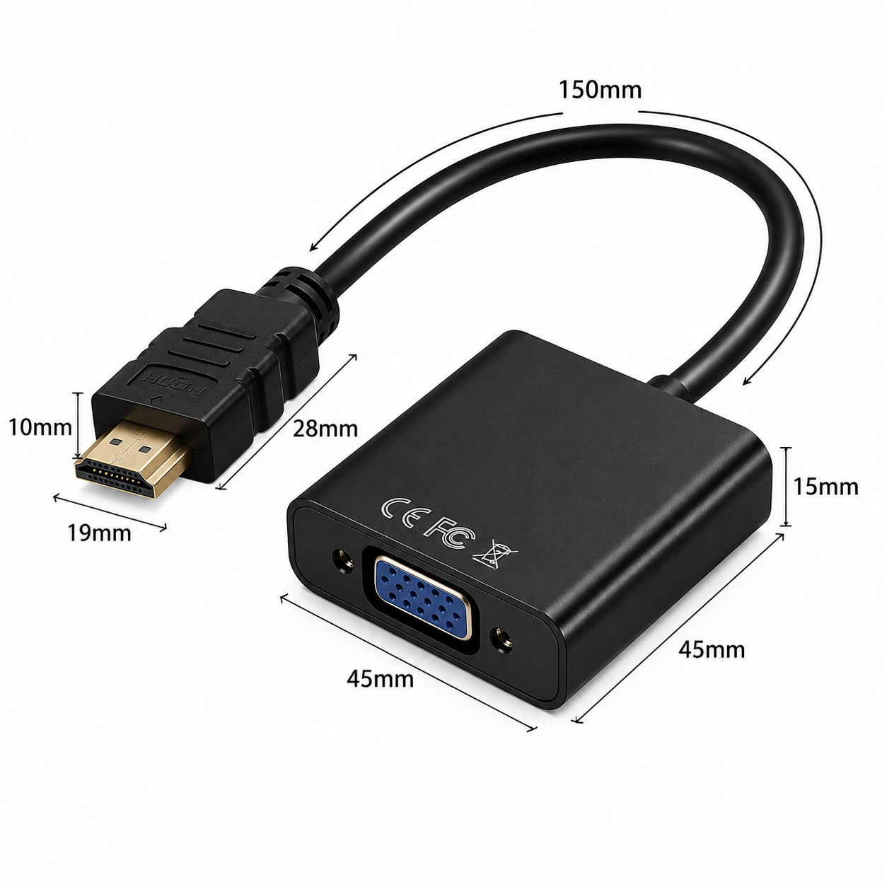 Перехідник HDMI у VGA з аудіо входом 3.5 мм