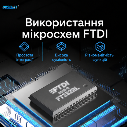 Промисловий конвертер USB Type-C в RS232/RS422/RS485/TTL CDSENT E810-U15 FTDI