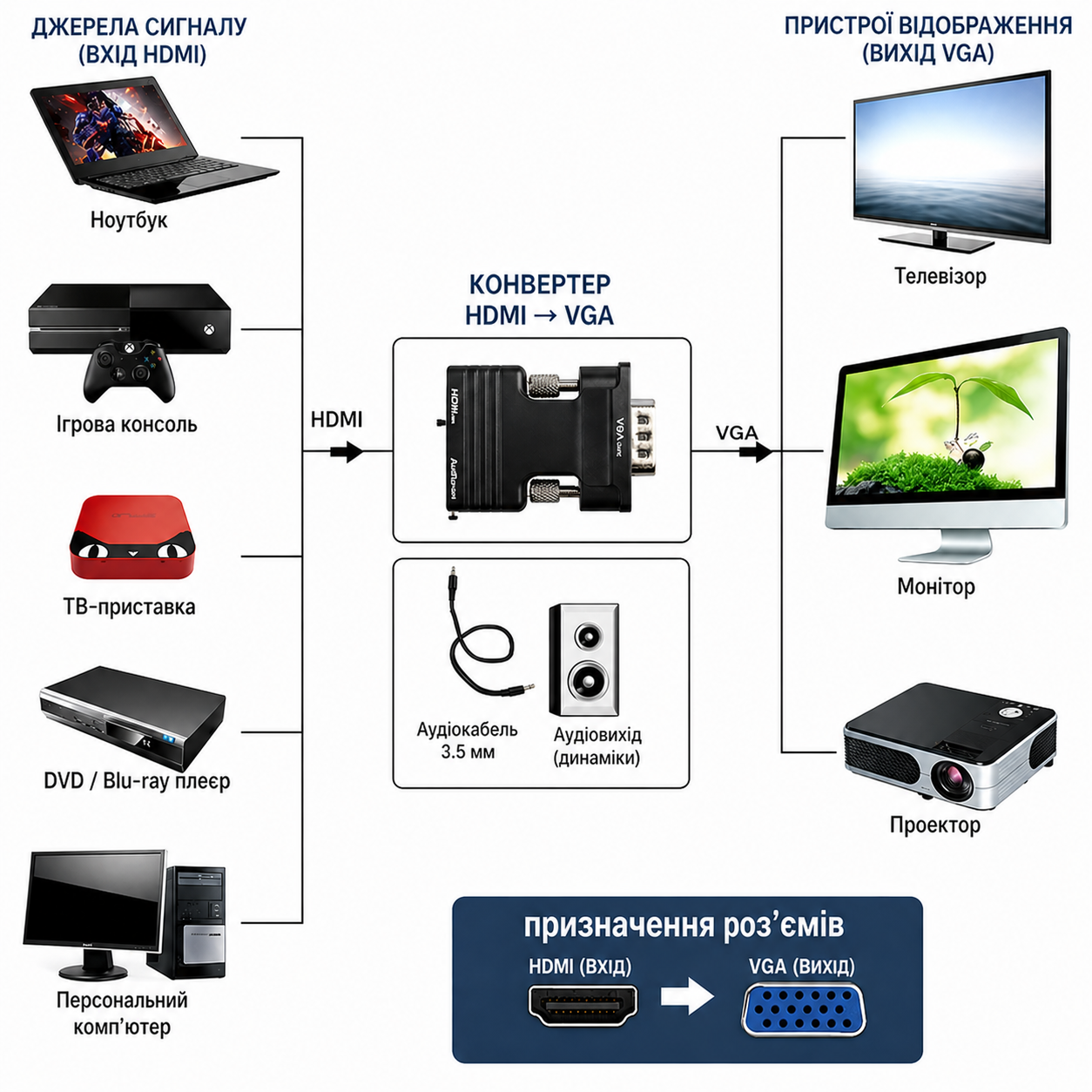 Переходник HDMI to VGA