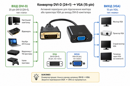 Переходник DVI-D (24+1) к VGA активный