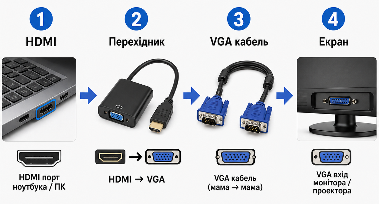 Переходник HDMI to VGA гибкий