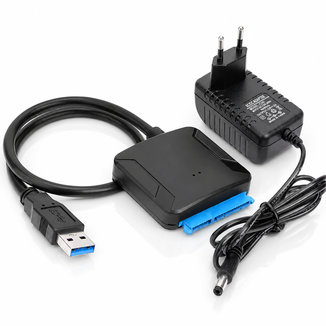USB - SATA adapter for 2.5" and 3.5" hard drives with power supply
