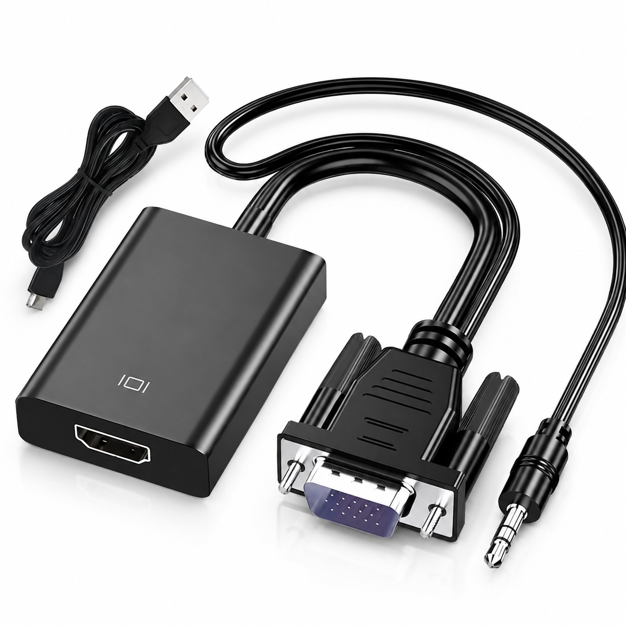 Перехідник VGA to HDMI дод. живлення та аудіо 3.5мм