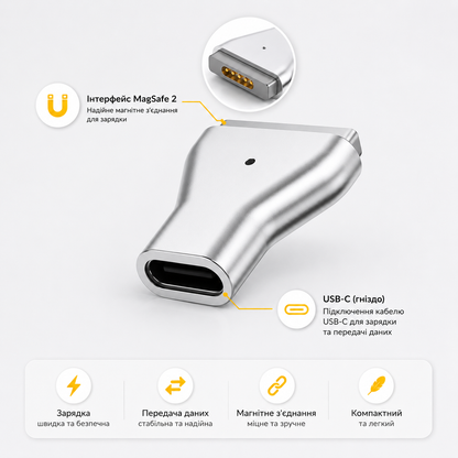 Адаптер живлення Type-C на MagSafe 2 для Apple MacBook