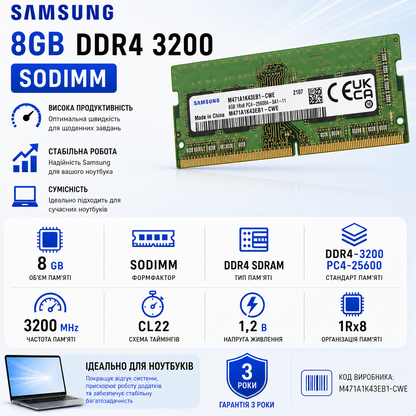 SODIMM 8GB DDR4 3200MHz Samsung M471A1K43EB1-CWE