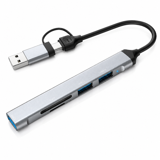 Dynamode 5-in-1 hub USB Type-C/Type-A to 1xUSB3.0, 2xUSB 2.0, card-reader SD/MicroSD (DM-UH-514)