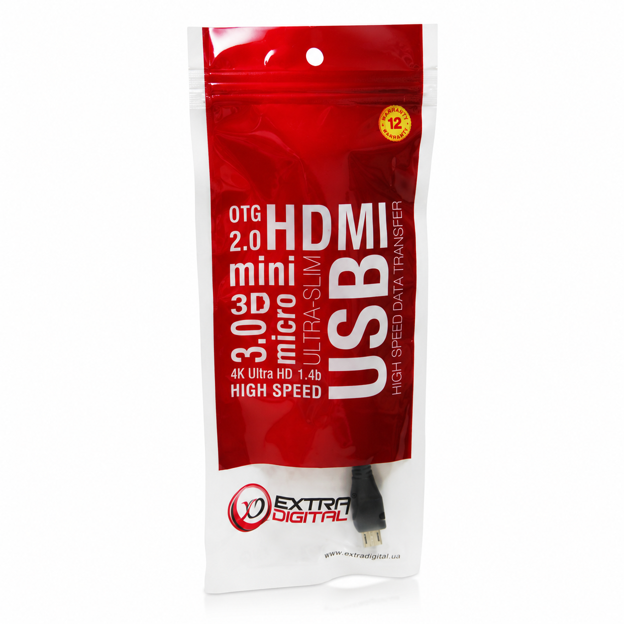 Дата кабеля EXTRADIGITAL OTG USB 2.0 AF - Micro USB M/ 0.1m/ 28 AWG/ Hi-Speed ​​(KBO1623)
