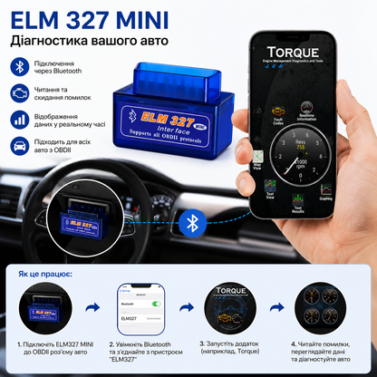 Автосканер ELM327 OBD2 Bluetooth v1.5 (2 плати, чіп PIC18F25K80)