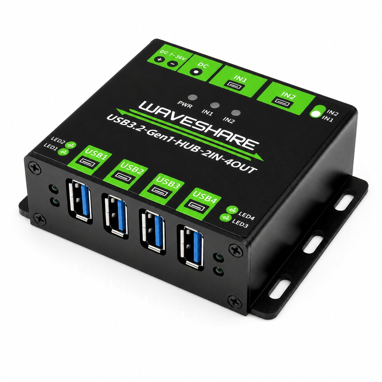 Промышленный USB-концентратор USB3.2-Gen1-HUB-2IN-4OUT (23929)