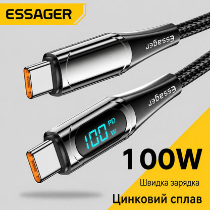 Кабель Essager Type-C PD 100W 200 см для быстрой зарядки и передачи данных