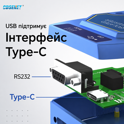 Промисловий конвертер USB Type-C в RS232/RS422/RS485/TTL CDSENT E810-U15 FTDI