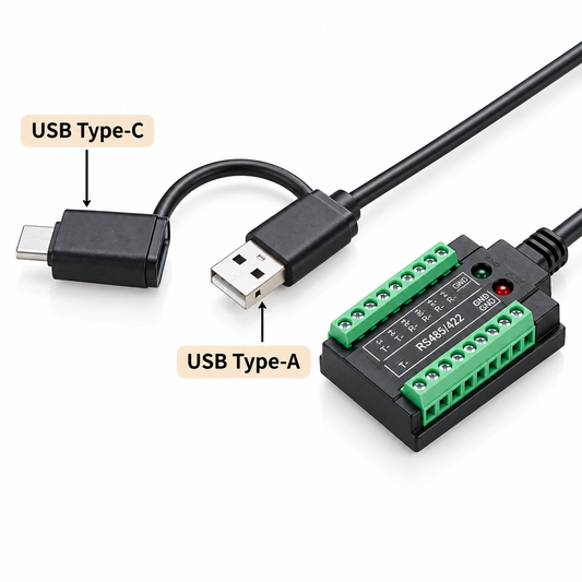 Isolated USB-C > RS232/485/422/TTL converter PCM-KW-469